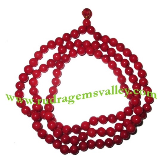 Picture of Red Coral (moonga) 8mm 108 beads knotted mala