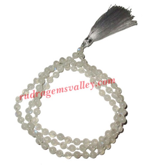 Picture of Moonstone semi precious stone, gemstone 7mm to 8mm 108 beads knotted mala