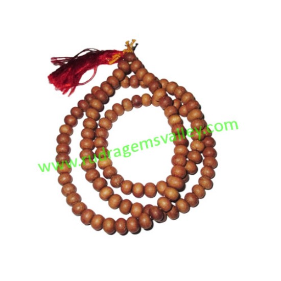 Picture of White Sandal Wood Beads, Auspicious Wood Beads-Seeds String (mala of 108+1 beads), size: 6mm, pack of 1 string.