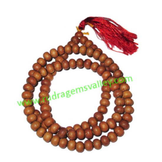 Picture of White Sandal Wood Beads, Auspicious Wood Beads-Seeds String (mala of 108+1 beads), size: 8mm, pack of 1 string.