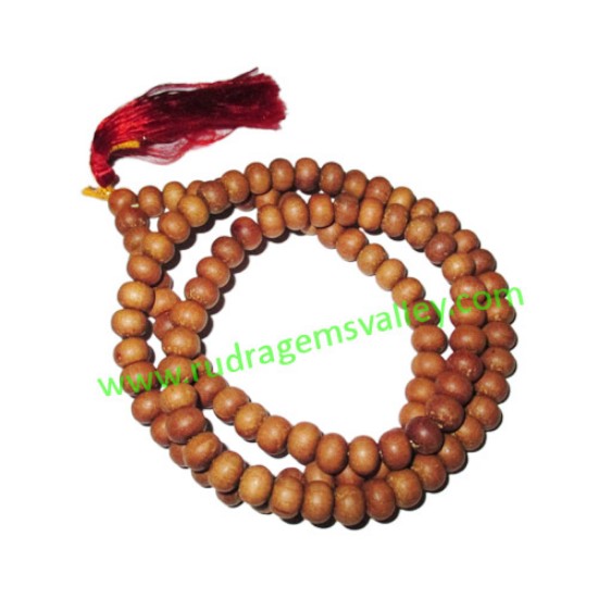 Picture of White Sandal Wood Beads, Auspicious Wood Beads-Seeds String (mala of 108+1 beads), size: 9mm, pack of 1 string.