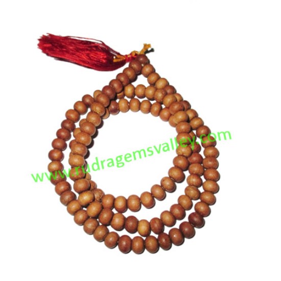 Picture of White Sandal Wood Beads, Auspicious Wood Beads-Seeds String (mala of 108+1 beads), size: 10mm, pack of 1 string.