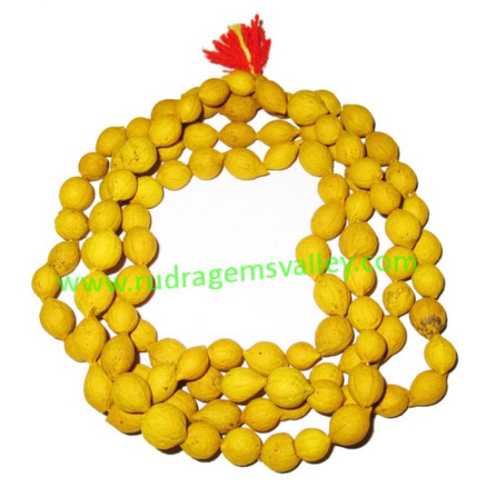 Picture of Putra Jeeva Rosary Wood Beads-Yellow Seeds String (mala of 108+1 beads), made of 9mm purtrajiva beads, pack of 1 string.
