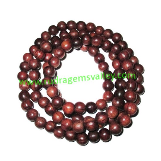 Picture of Rosewood Beads String (mala of 108+1 beads) made of fine quality handmade 7mm round rosewood beads, pack of 1 string.