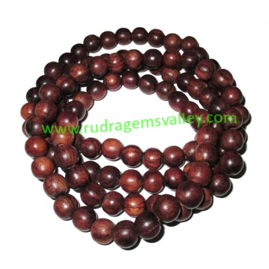Picture of Rosewood Beads String (mala of 108+1 beads) made of fine quality handmade 8mm round rosewood beads, pack of 1 string.