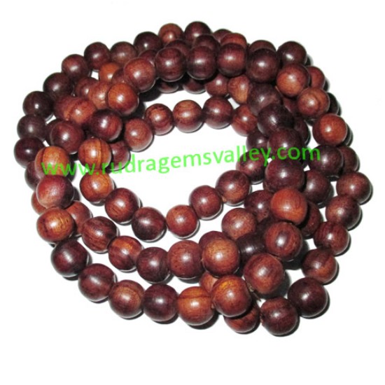 Picture of Rosewood Beads String (mala of 108+1 beads) made of fine quality handmade 10mm round rosewood beads, pack of 1 string.