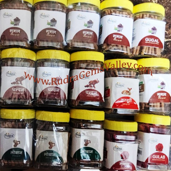 Picture of Gayatri Pariwar Pragya Dhoop Dry Sticks 3 inch, SAVER PACK of 10 boxes in assorted six flavours (guggal + chandan + loban + gulab + kasturi + mogra), Pack of 62 pcs. x 10 boxes, weight approx 1 Kg.