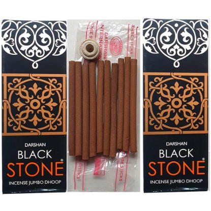 Picture of Darshan Black Stone dry dhoop stick, pleasant fragrance for creating peaceful and divine prayer environment. There are 10 pcs. in the box, weight approx 25 grams.