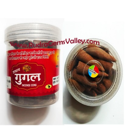 Picture of Gayatri Pariwar guggal dhoop cones, shakalya based ayurvedic incense dhoop cones 32 pcs. in the box as per picture, weight approx 70 grams.