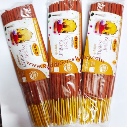 Picture of Gayatri Pariwar Vedmata Agarbatti ayurvedic kesar-kasturi flavour incense sticks 55 to 60 pcs., weight approx 70 grams.