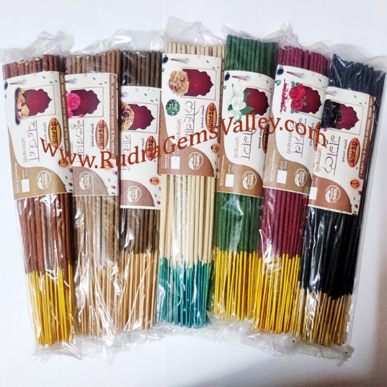 Picture of Gayatri Pariwar Vedmata Agarbatti, SAVER PACK 20 packets in assorted nine flavours (guggal + chandan + loban + gulab + kesar kasturi + navagrah shanti + shakalya + mogra + guldavari), approx 1100 to 1200 sticks, weight approx 1.40 Kg.