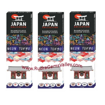 Picture of Japan Collection Neon Tokyo-Oriental bambooless incense sticks, size 8 inches, 50 sticks in a packet, burning time one hour, weight approx 100 grams.