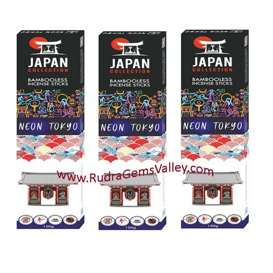 Picture of Japan Collection Neon Tokyo-Oriental bambooless incense sticks, size 8 inches, 50 sticks in a packet, burning time one hour, weight approx 100 grams.