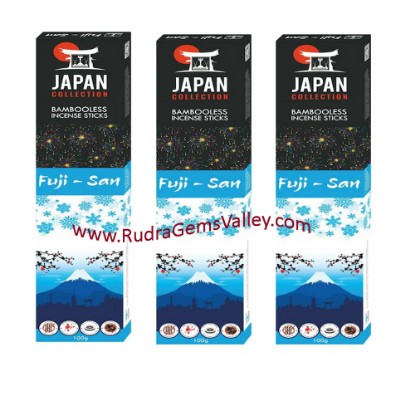 Picture of Japan Collection Fuji-San-Saffron bambooless incense sticks, size 8 inches, 50 sticks in a packet, burning time one hour, weight approx 100 grams.