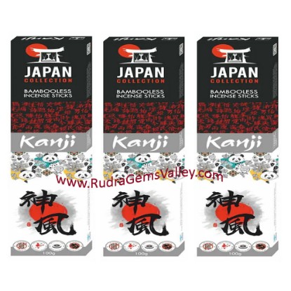 Picture of Japan Collection Kanji-Vanilla bambooless incense sticks, size 8 inches, 50 sticks in a packet, burning time one hour, weight approx 100 grams.