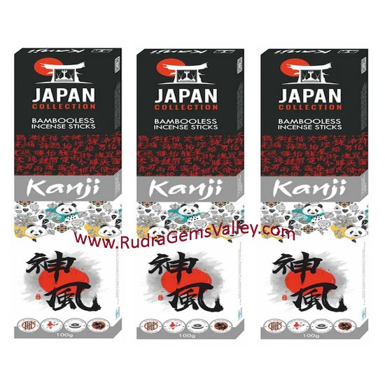 Picture of Japan Collection Kanji-Vanilla bambooless incense sticks, size 8 inches, 50 sticks in a packet, burning time one hour, weight approx 100 grams.