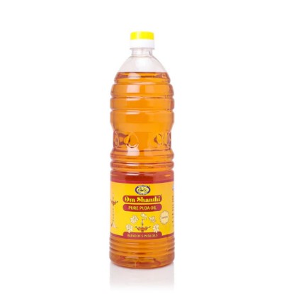 Picture of Cycle Parijatha pure puja oil, Om Shanthi Pure Puja Oil is a blend of five puja oils - Coconut, Rice Bran, Sesame (Til), Castor and Mahua. They are sourced in their purest form and blended with Parijatha fragrance, Pack of 1000ml