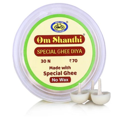 Picture of Cycle Om Shanthi Special Ghee Diya (30N), Burning Time 30 minutes, Pack of 30 pc.