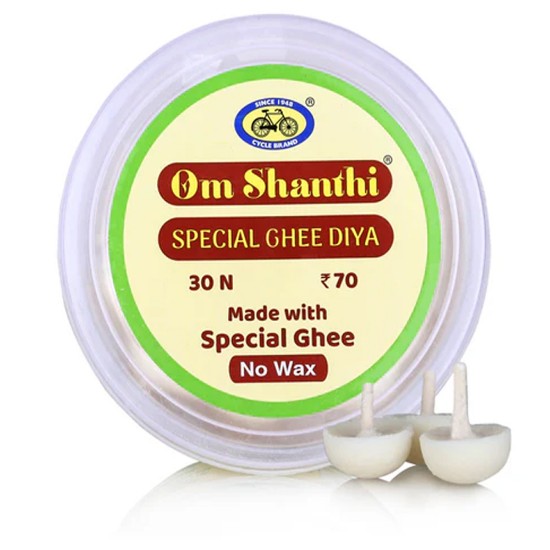 Picture of Cycle Om Shanthi Special Ghee Diya (30N), Burning Time 30 minutes, Pack of 30 pc.