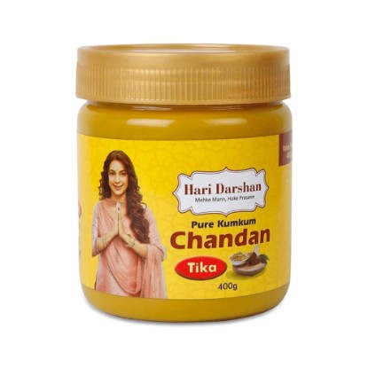 Picture of Hari Darshan Chandan Tika - Traditional Paste Made with Pure Sandalwood Powder, Saffron and Other natural herbs with Powerful Mantras -Jar - 400g. Pack of 1 box.